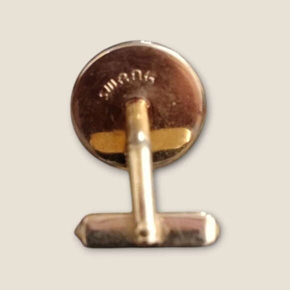 Swank Gold-Tone Cufflinks With Mother Of Pearl Round Accents - Picture 5 of 5